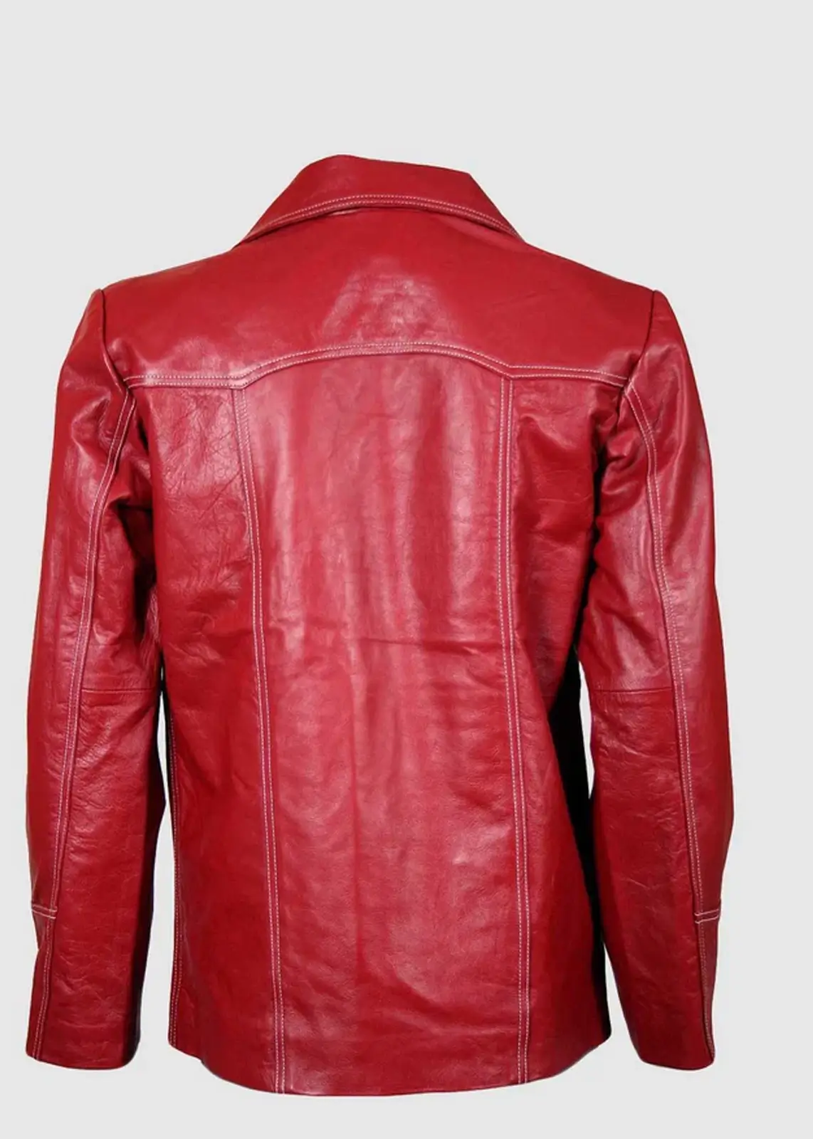 Men’s Cherry Red Leather Jacket - Image 4