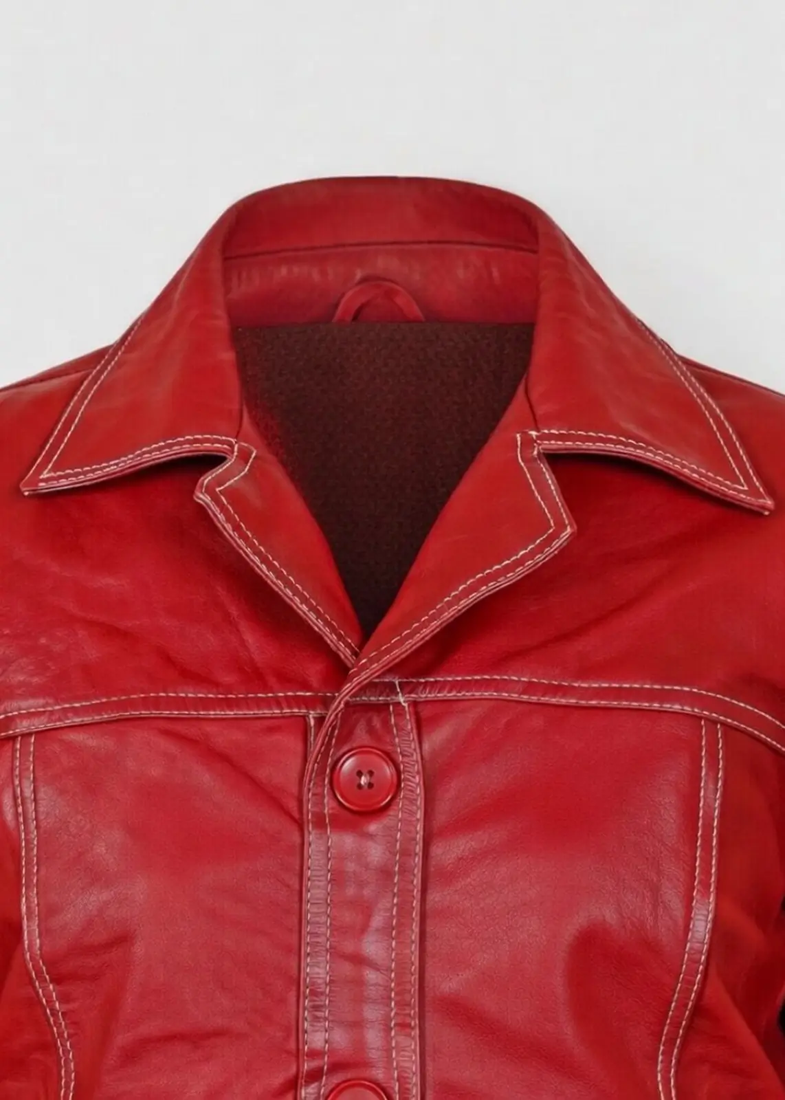 Men’s Cherry Red Leather Jacket - Image 5