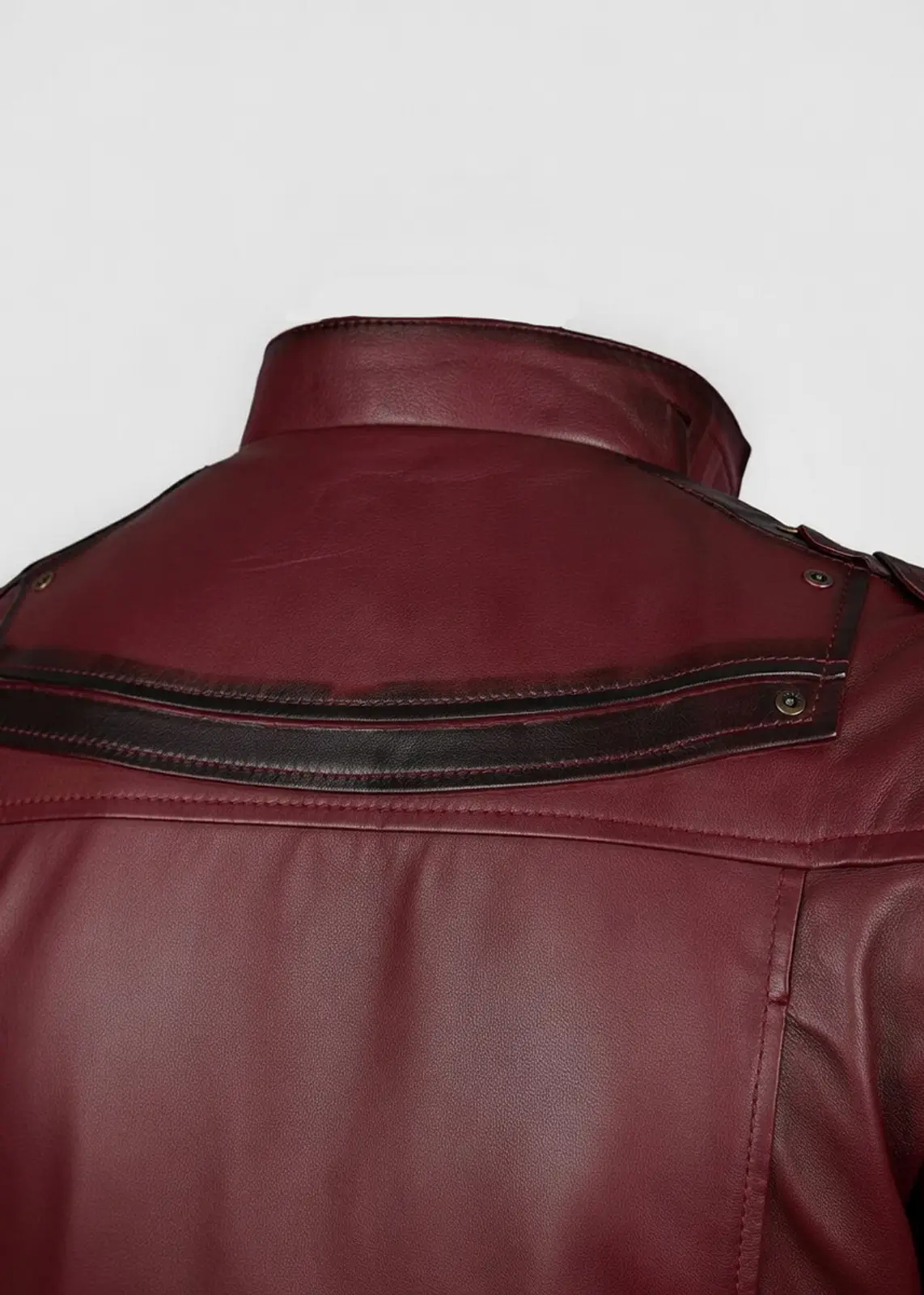 Men's Dark Red Vintage Leather Jacket - Image 5