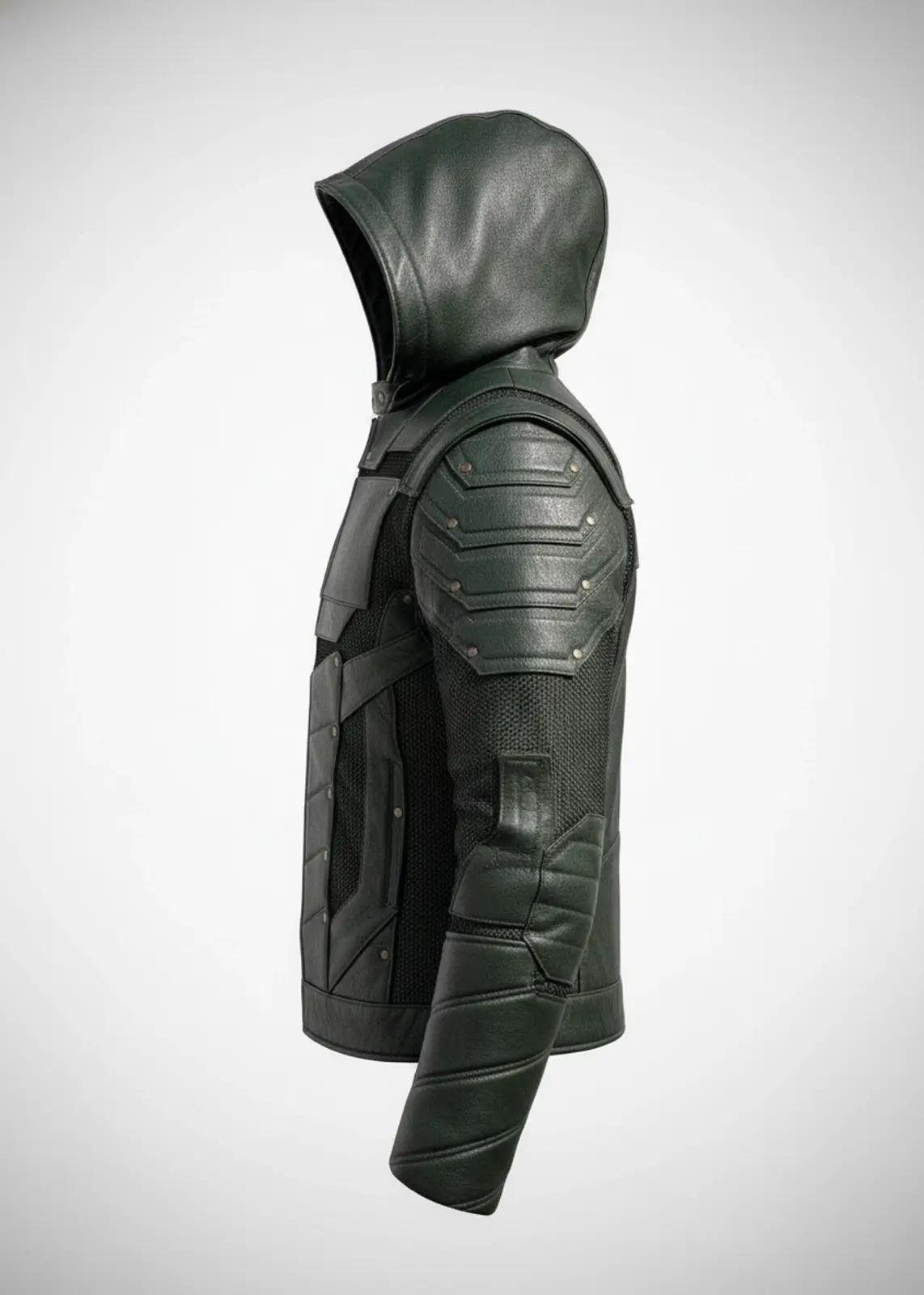 Men’s Green Arrow Forest Green Leather Jacket - Image 5
