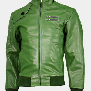 Men’s Green Leather Bomber Jacket | Zed Leather Jackets