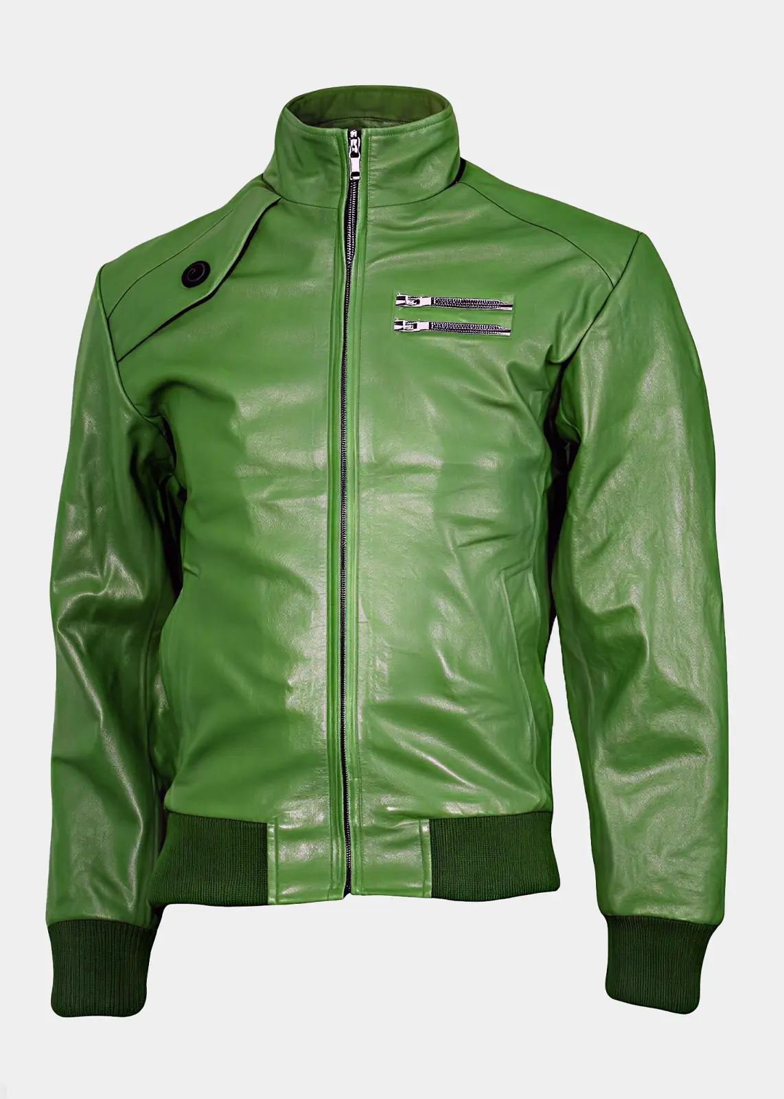Men’s Green Leather Bomber Jacket | Zed Leather Jackets