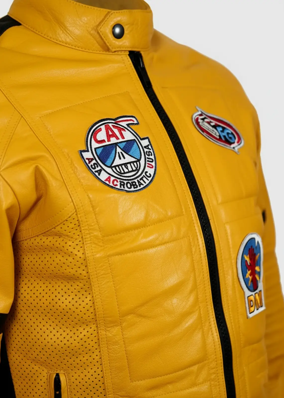 Kill Bill Black and Yellow Leather Motorcycle Jacket - Image 5
