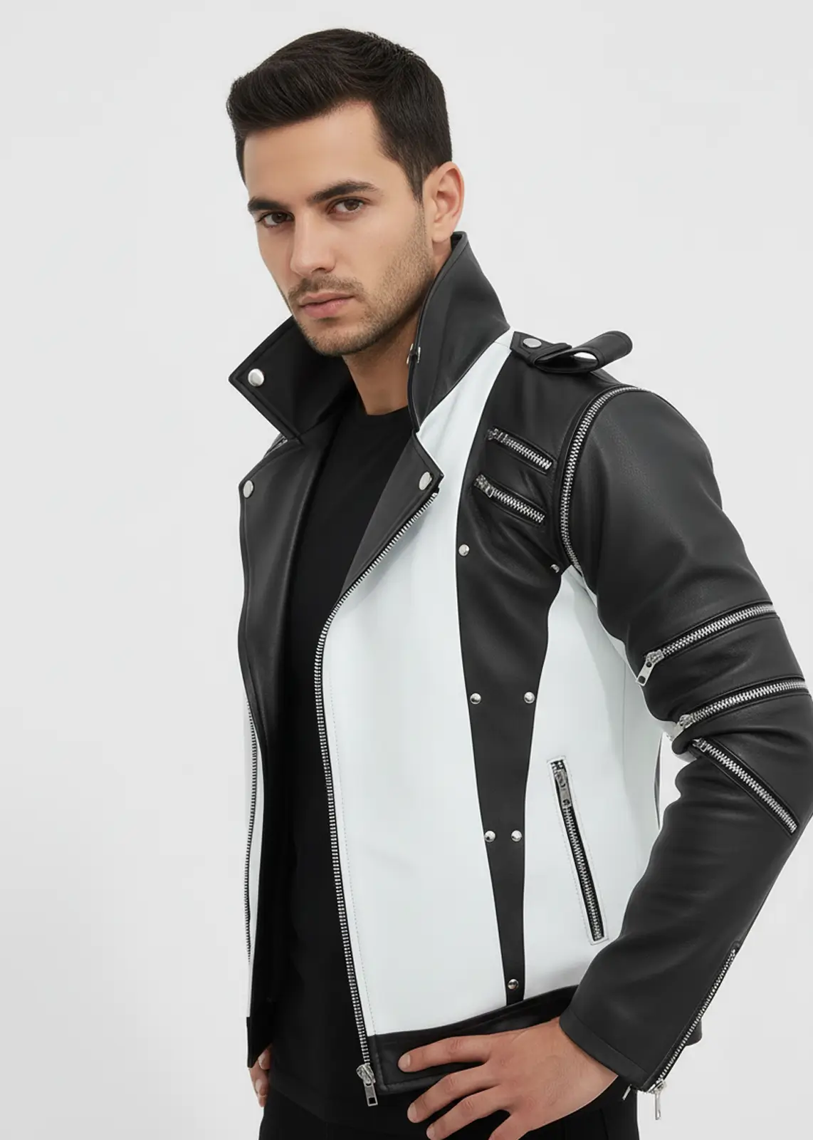 Michael Jackson's Black & White Leather Jacket - Image 3