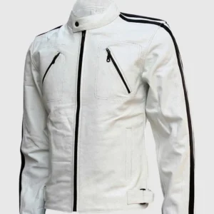 Men’s Off White Leather Jacket