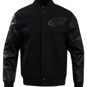 Philadelphia Eagles Triple Black Wool Varsity Jacket