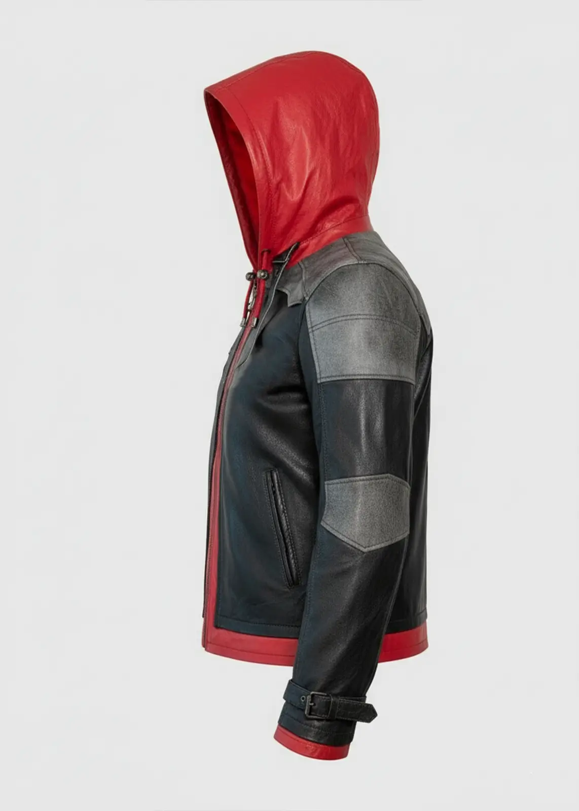 Men's Arkham Knight Red Hood Leather Jacket - Image 3
