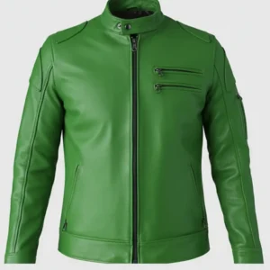 Men's Rugged & Stylish Green Leather Jacket