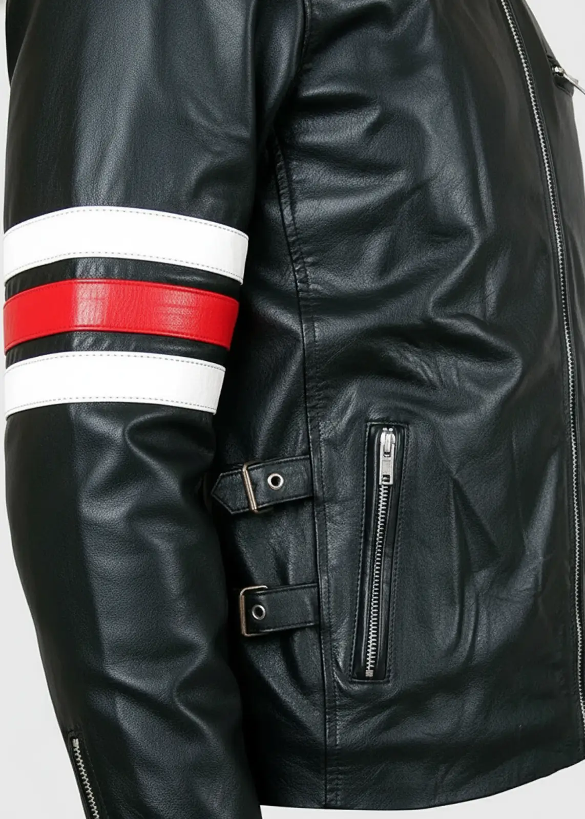 Men's Classic Black Leather Racing Jacket - Image 5
