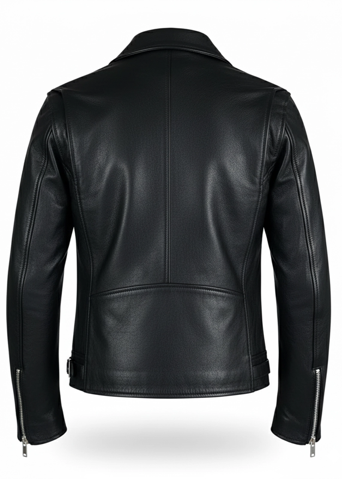 Black Rivet Leather Biker Jacket - Image 5