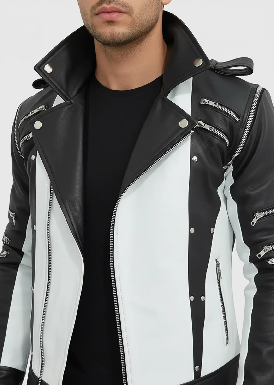 Michael Jackson's Black & White Leather Jacket - Image 4