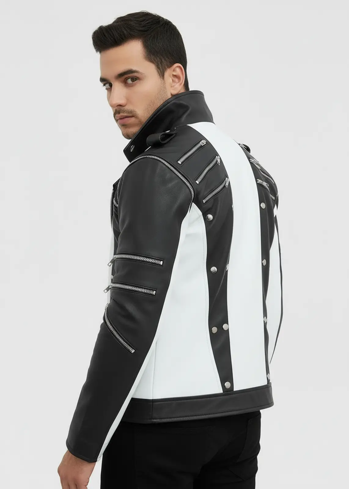 Michael Jackson's Black & White Leather Jacket - Image 5