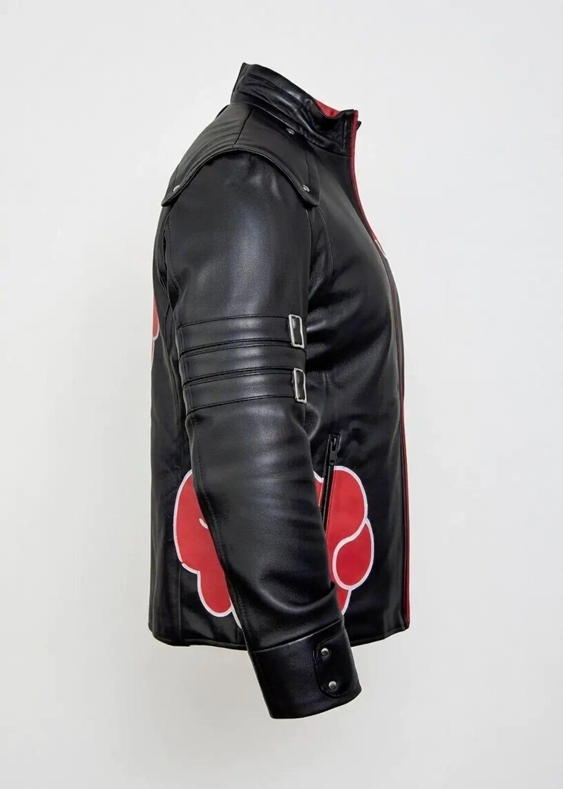 Naruto Akatsuki Black Cloak Leather Jacket - Image 4