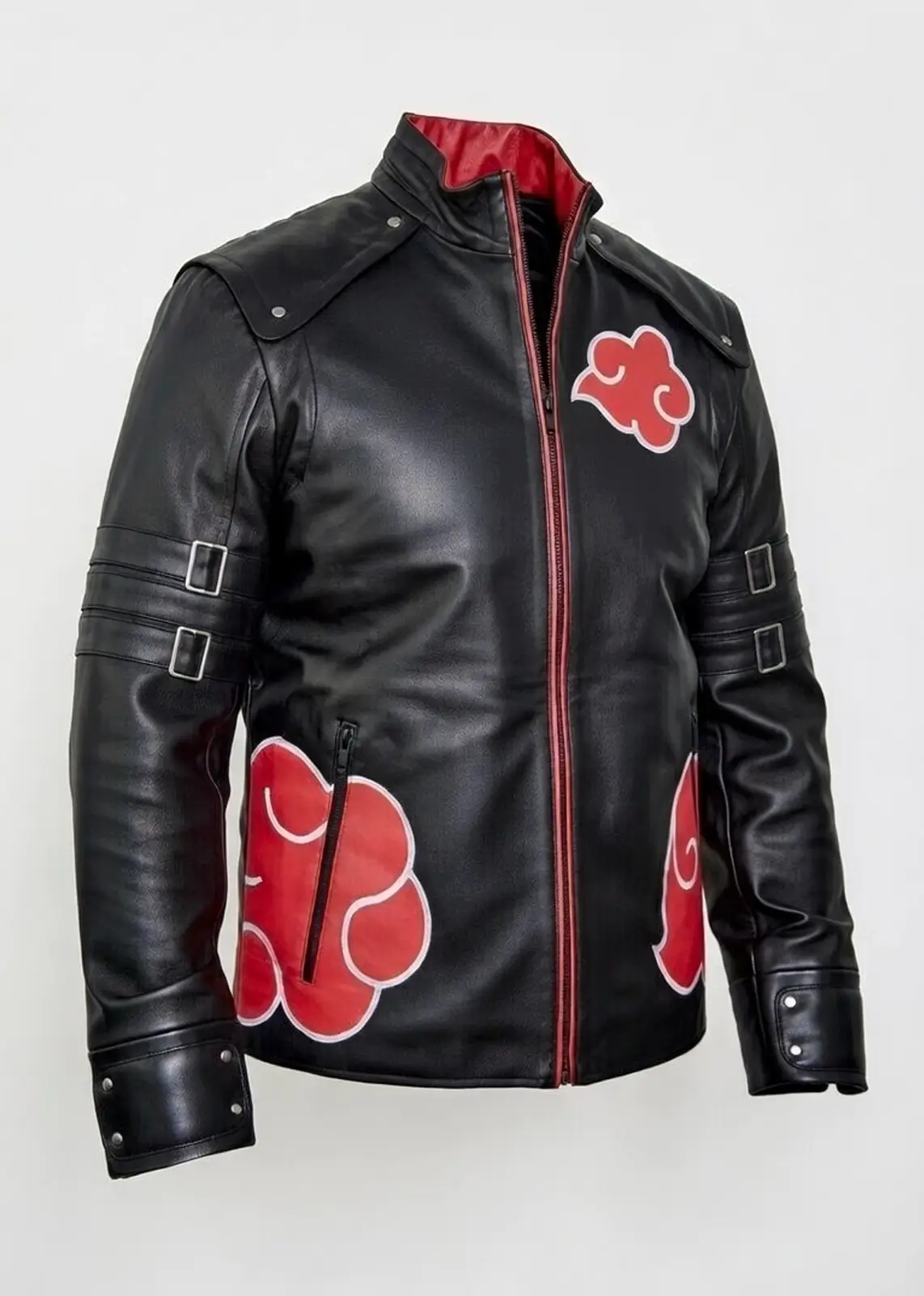 Naruto Akatsuki Black Cloak Leather Jacket - Image 5