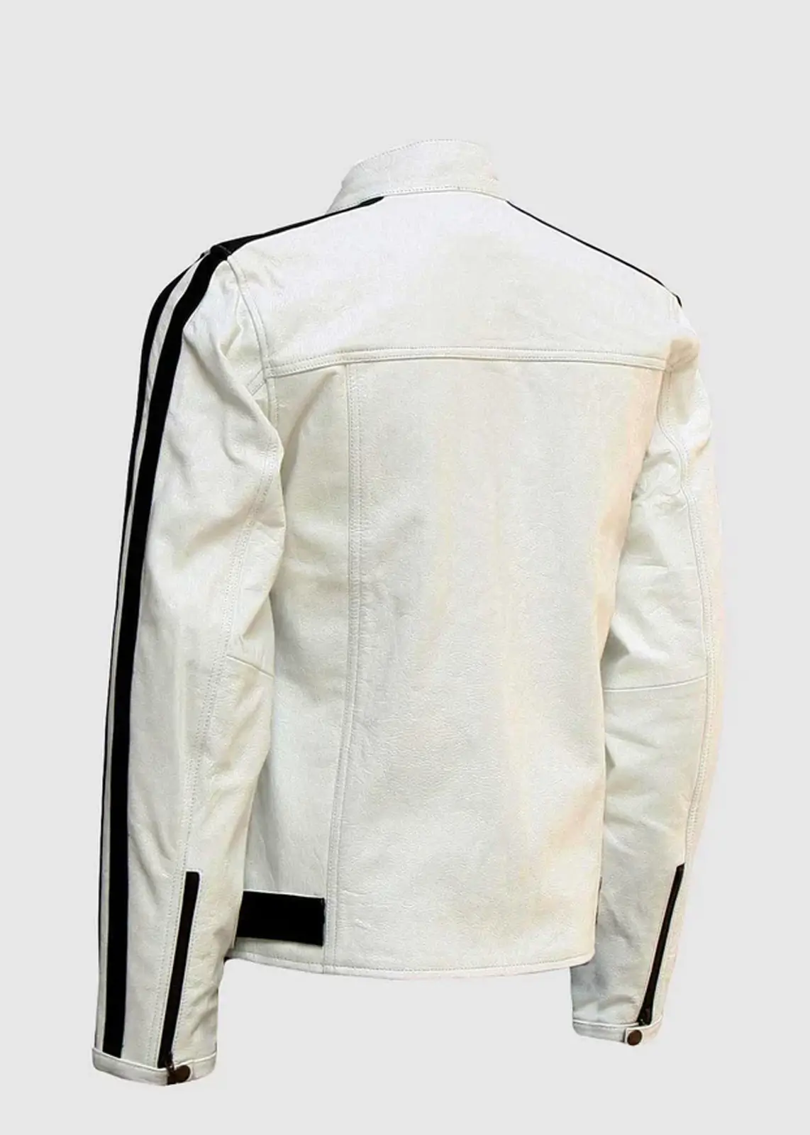 Men’s Off White Leather Jacket - Image 4