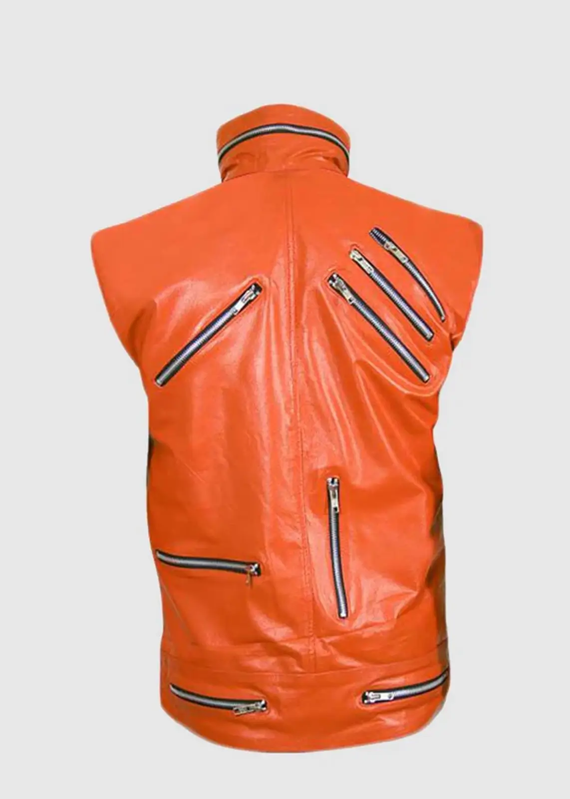 Men’s Orange Leather Vest - Image 4