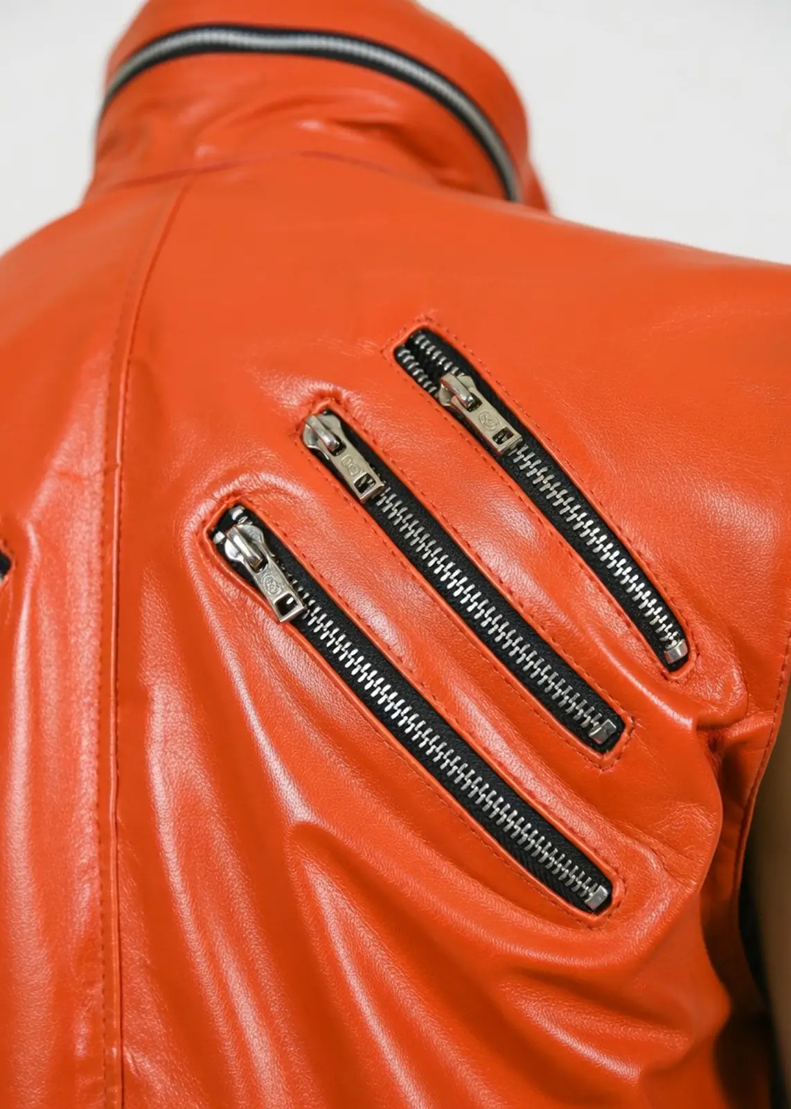 Men’s Orange Leather Vest - Image 5