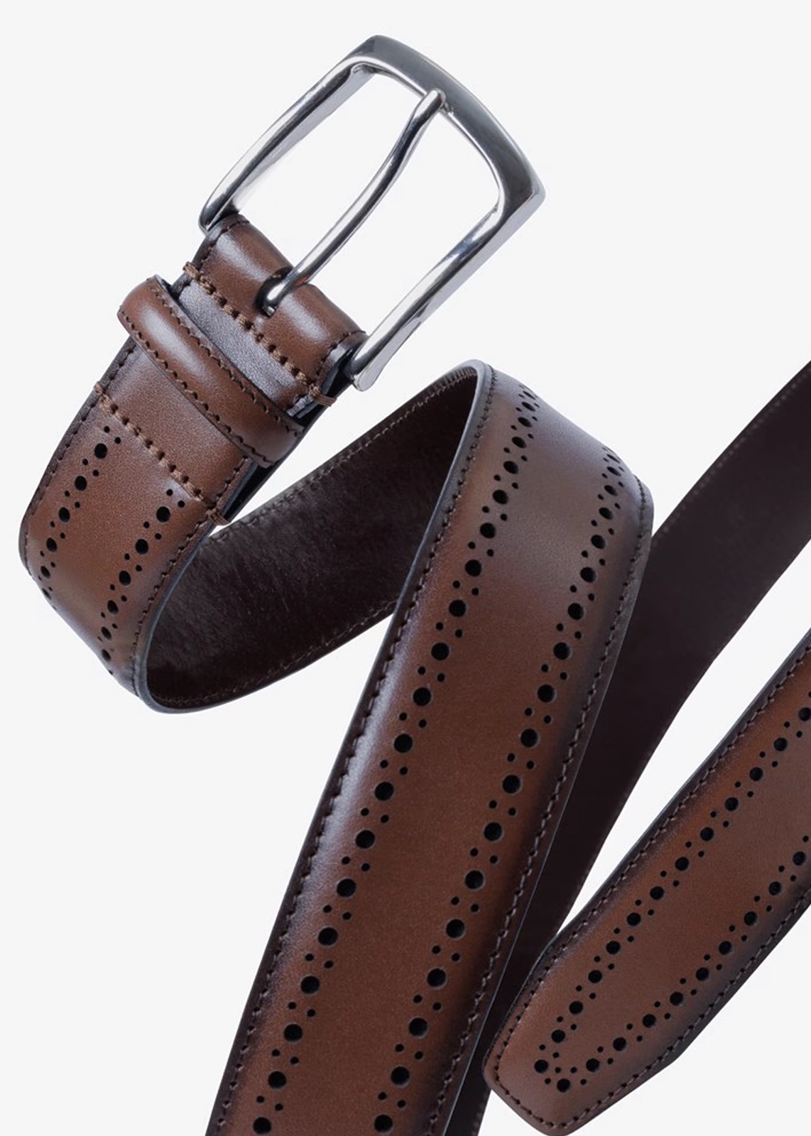Perforated Leather Belt with Repeating Hole Pattern - Image 5