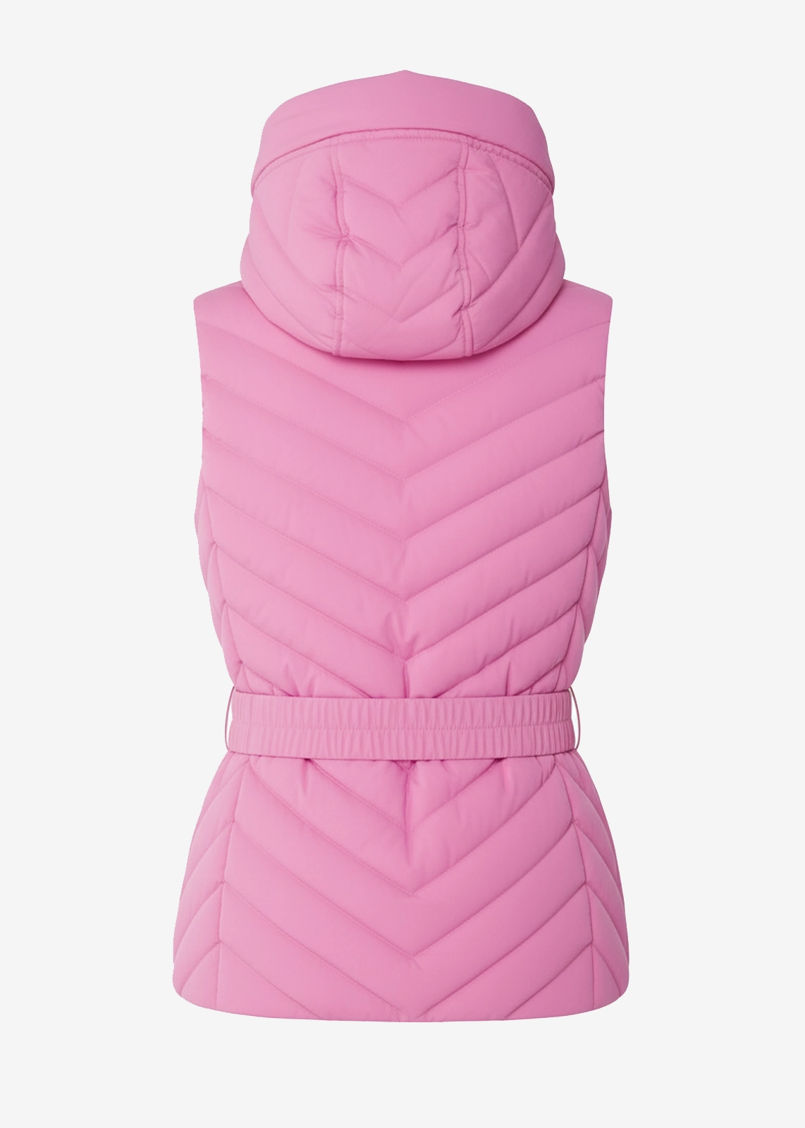 Women’s Slim-Fit Pink Puffer Vest with Hood - Image 3