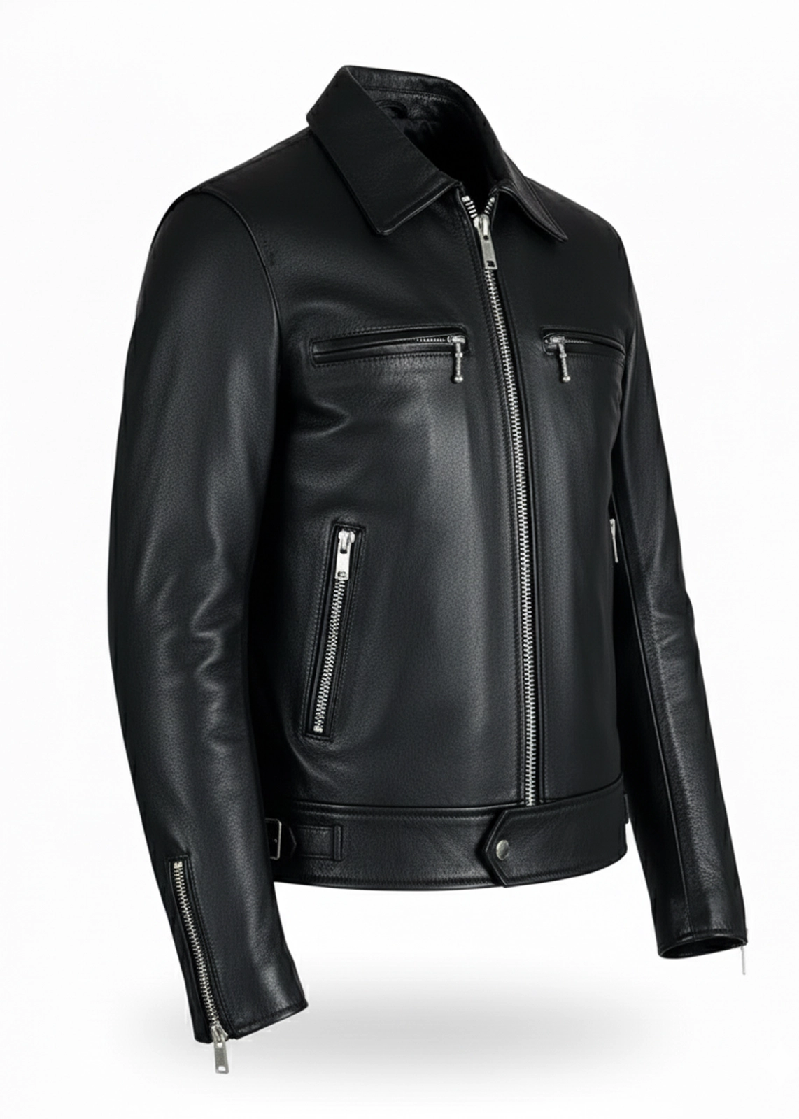 Black Rivet Leather Biker Jacket - Image 4