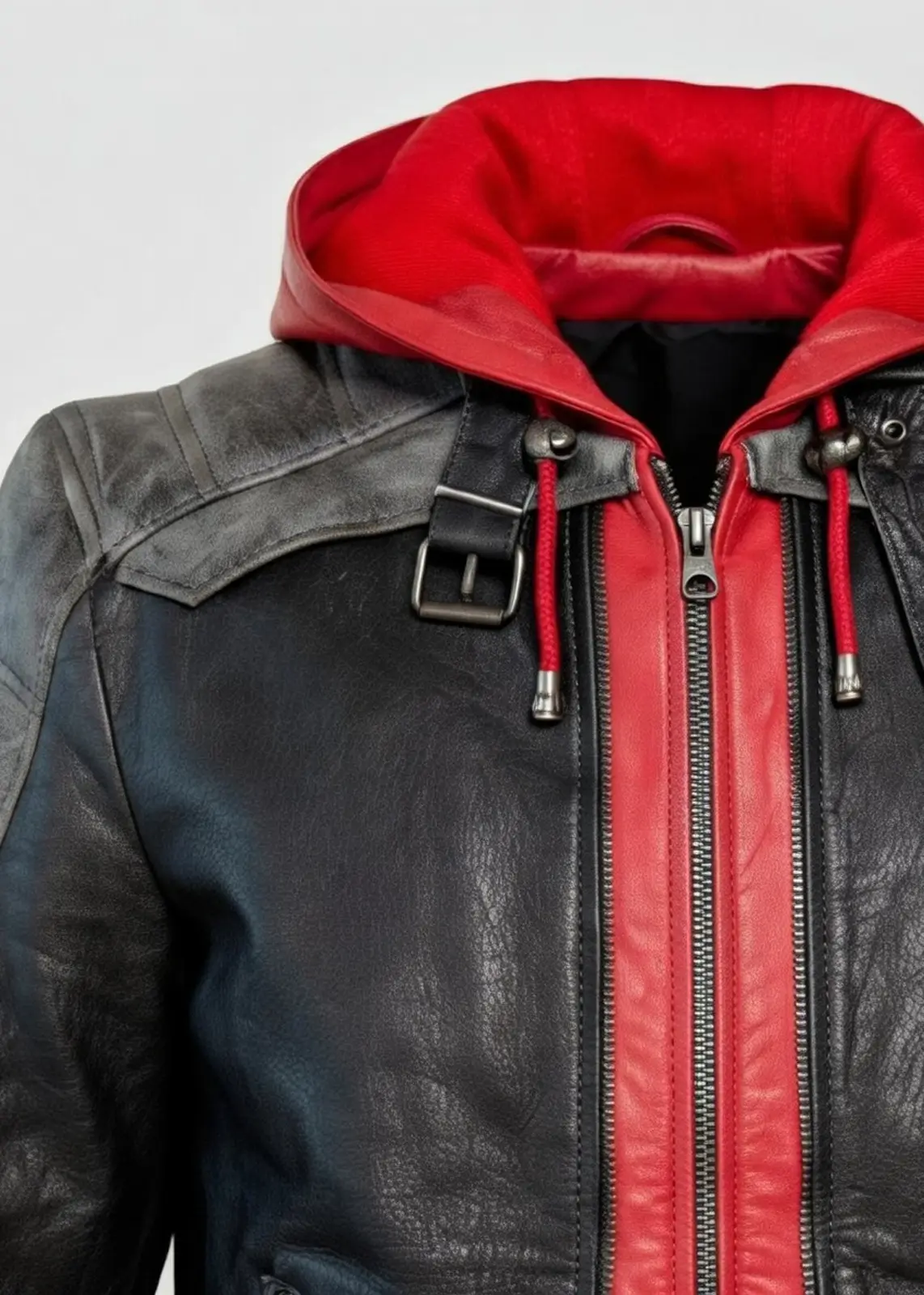 Men's Arkham Knight Red Hood Leather Jacket - Image 5