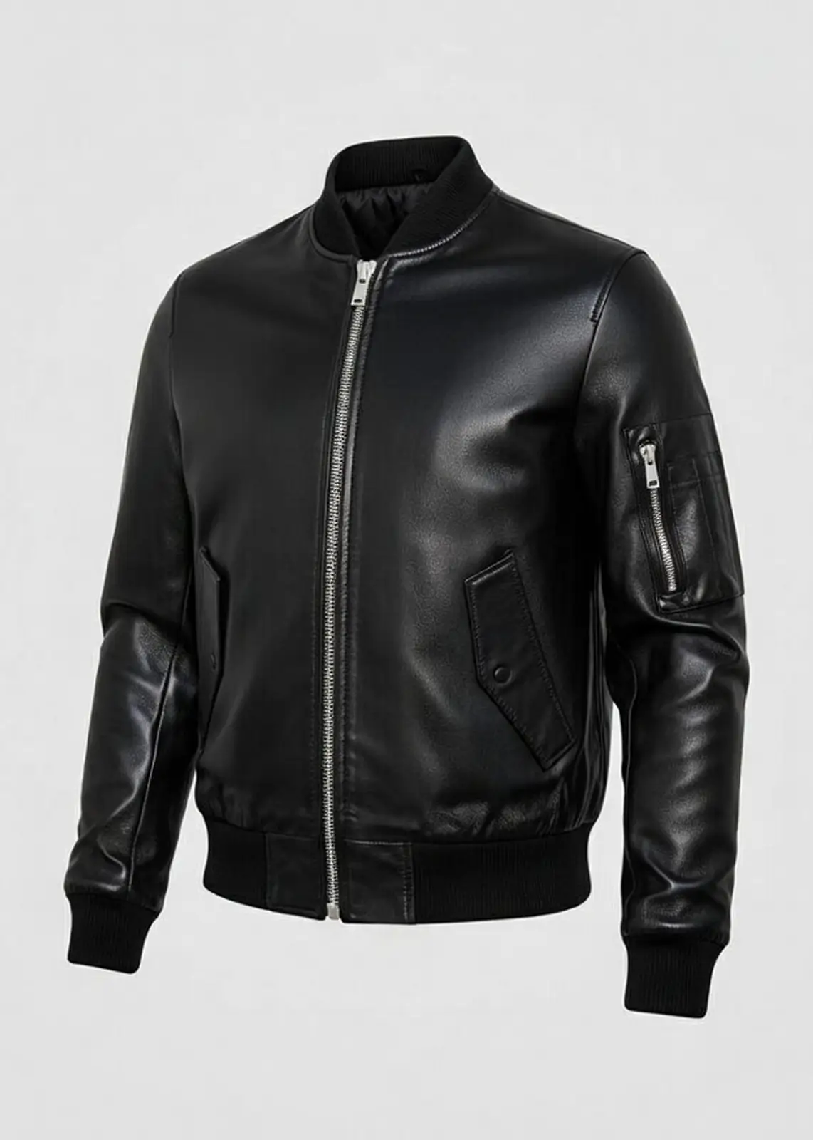 Men’s Aviator Flight Black Leather Jacket - Image 3