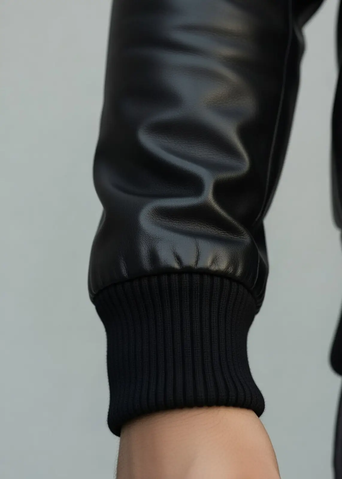 Men's Premium Black Leather Hoodie - Image 6