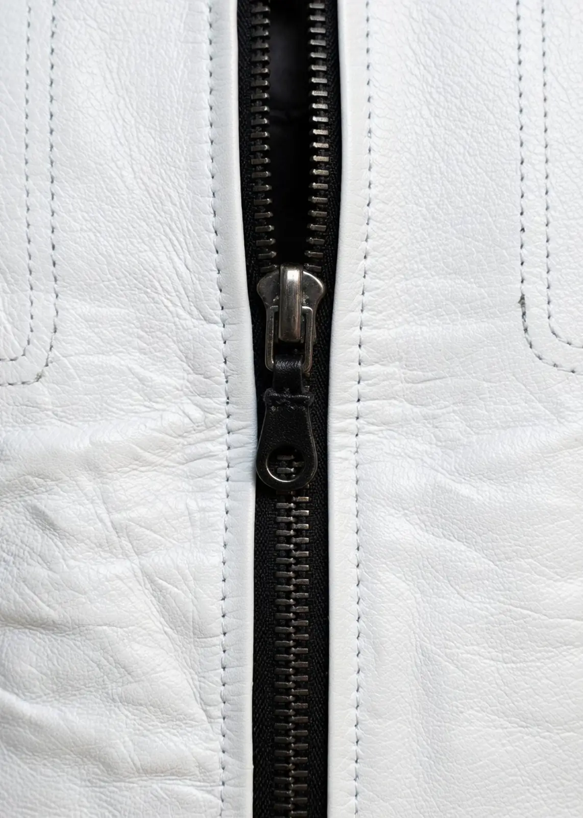 Men’s Off White Leather Jacket - Image 5