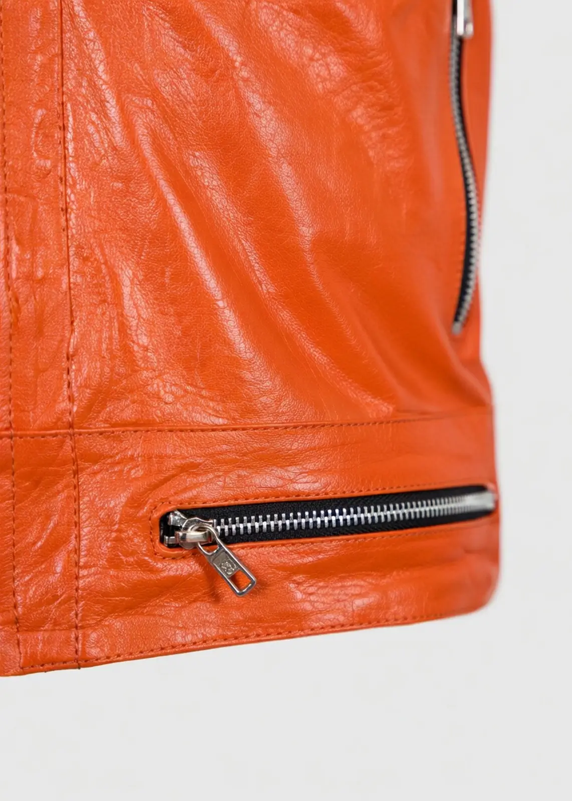 Men’s Orange Leather Vest - Image 6