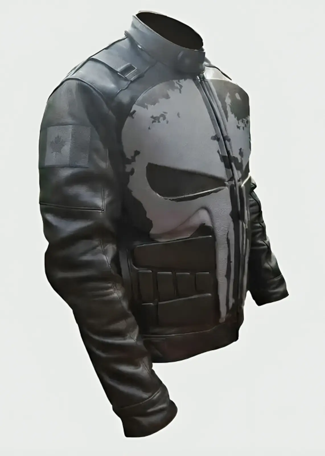 Punisher Leather Jacket With Skull Design - Image 3