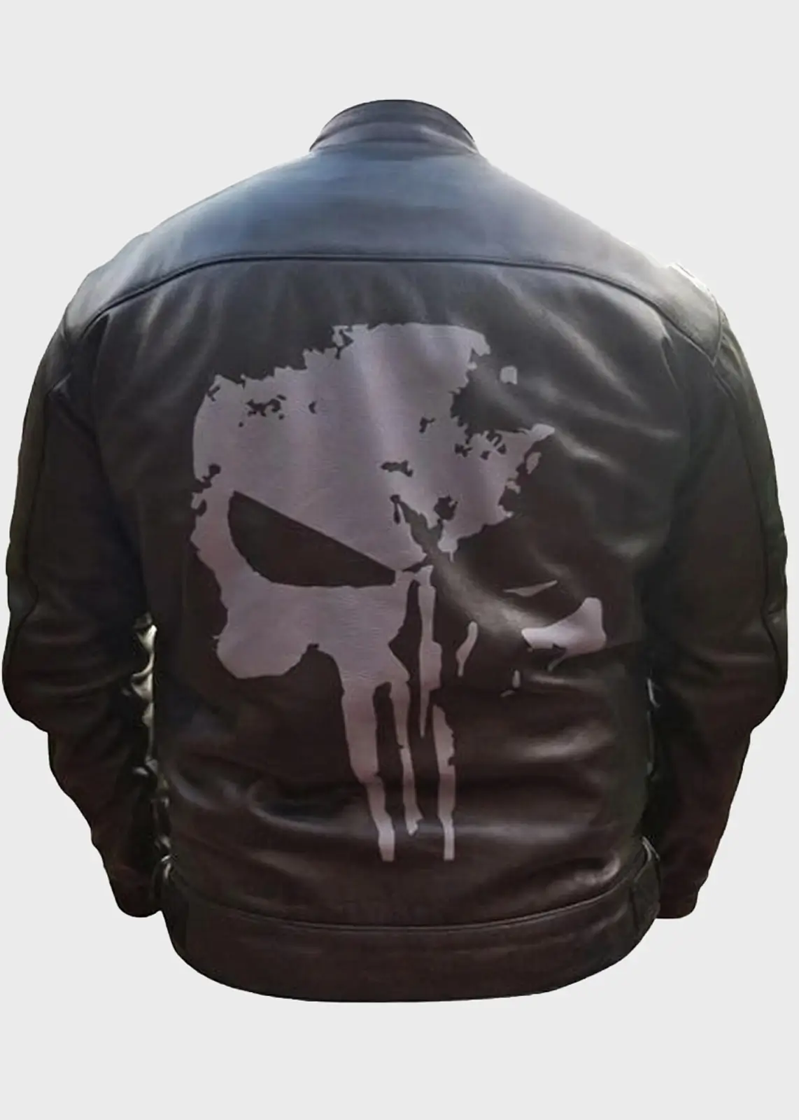 Punisher Leather Jacket With Skull Design - Image 4