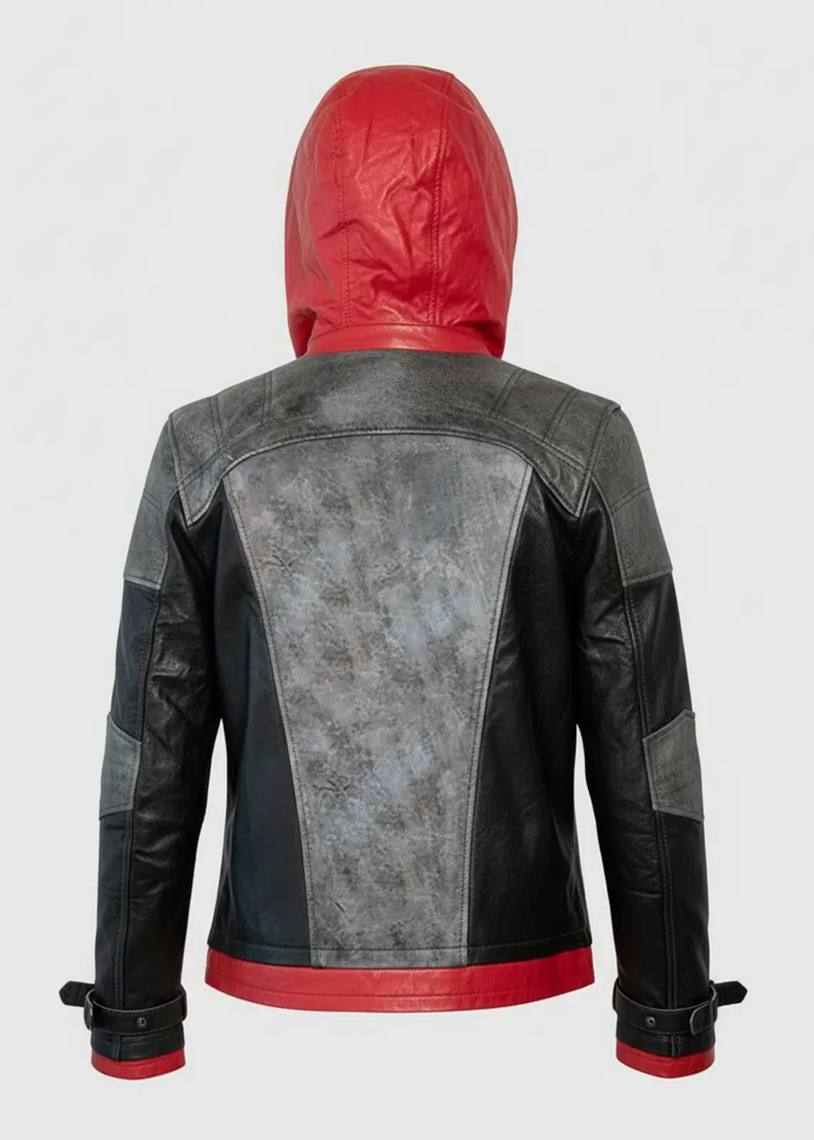 Men's Arkham Knight Red Hood Leather Jacket - Image 6