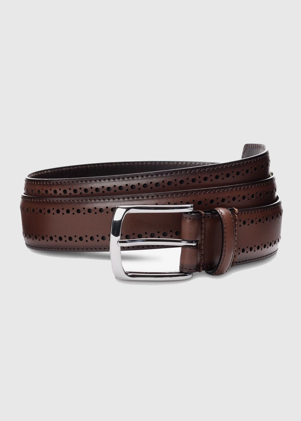 Perforated Leather Belt with Repeating Hole Pattern - Image 8