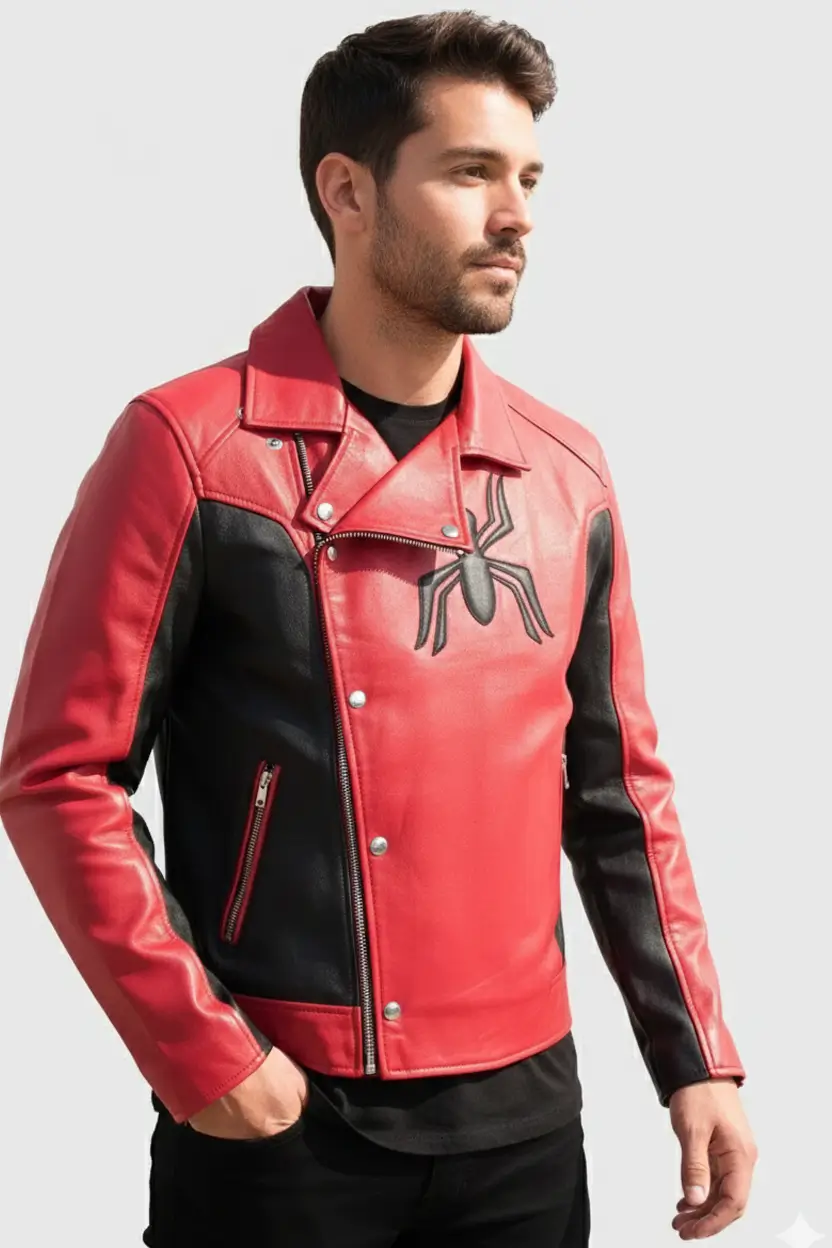 Mens Spiderman Last Stand Leather Jacket - Image 5