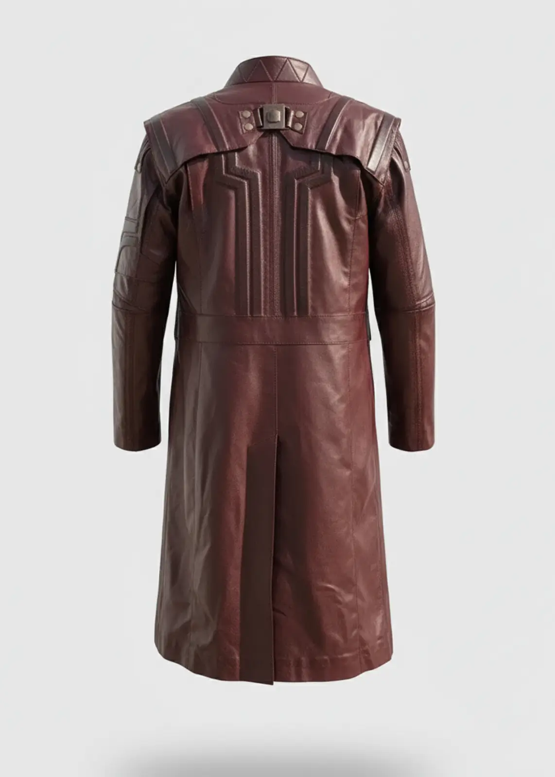 Star Lord Long Red Leather Trench Coat - Image 6