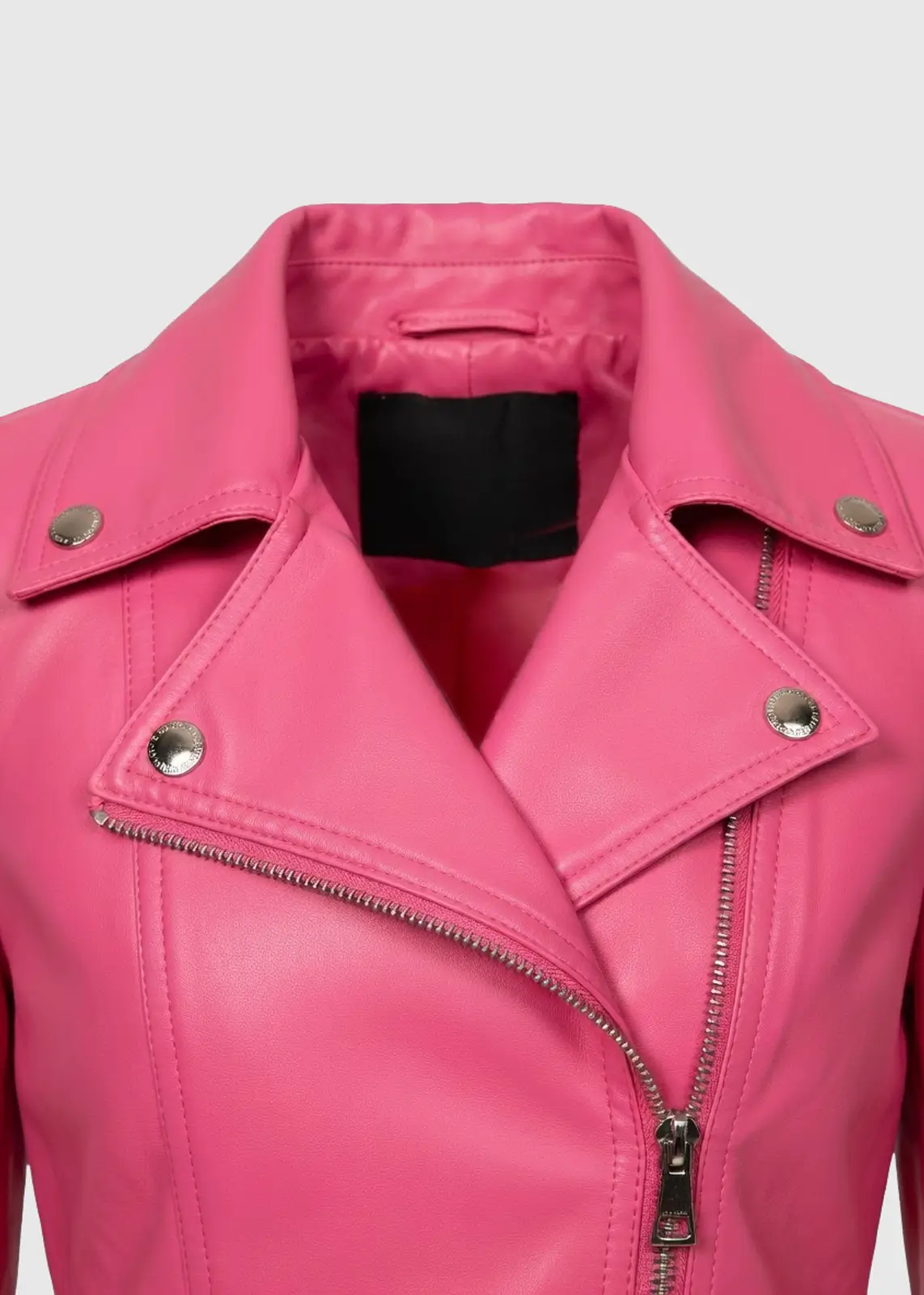 Women’s Pink Peplum Leather Jacket - Image 5