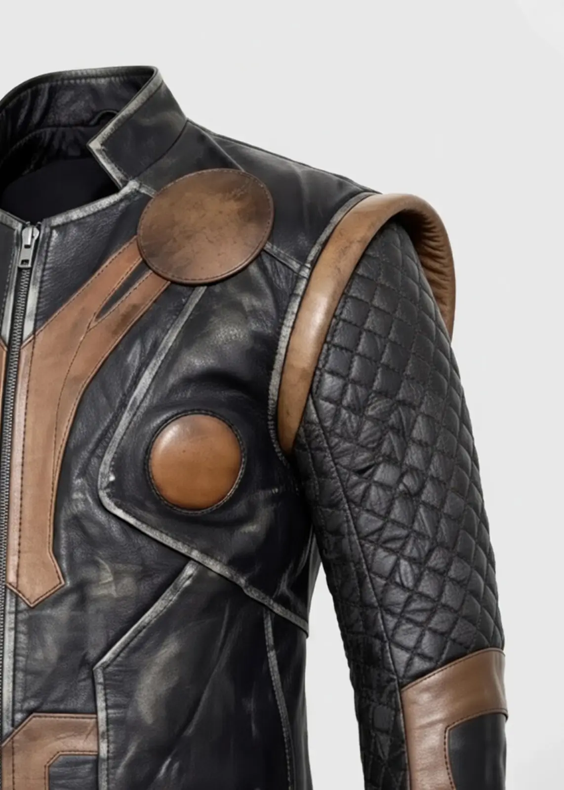 Thor Quilted Viking Leather Jacket - Image 4