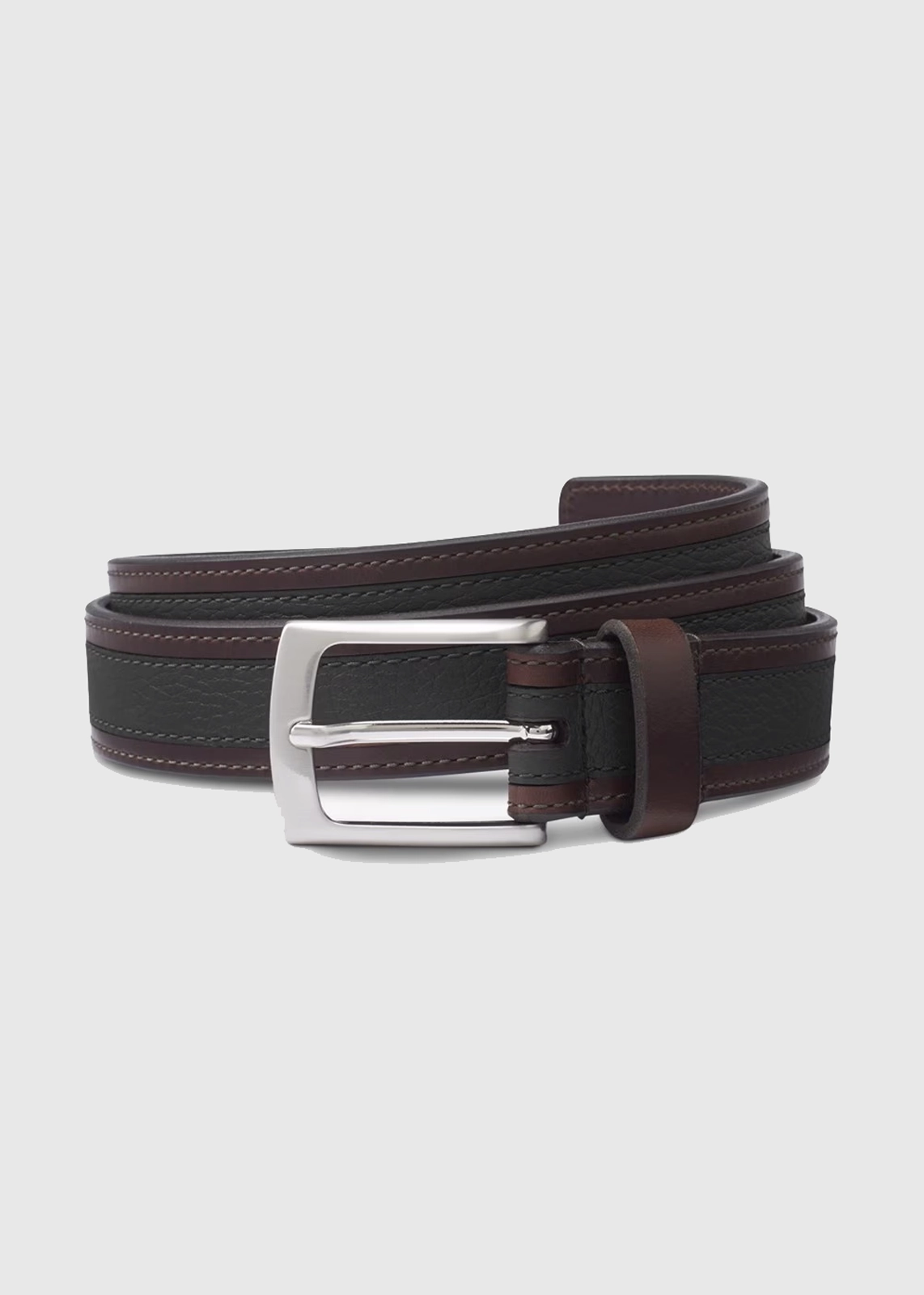 Three-Layer Full-Grain Leather Belt with Contrast Center - Image 3