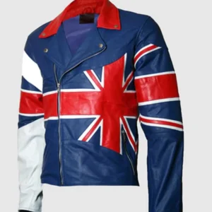 Union Jack Flag Leather Jacket For Men