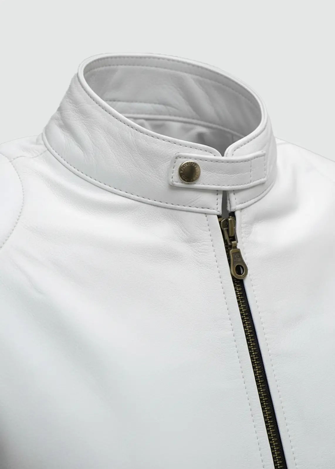 White Leather Biker Jacket For Men - Image 5