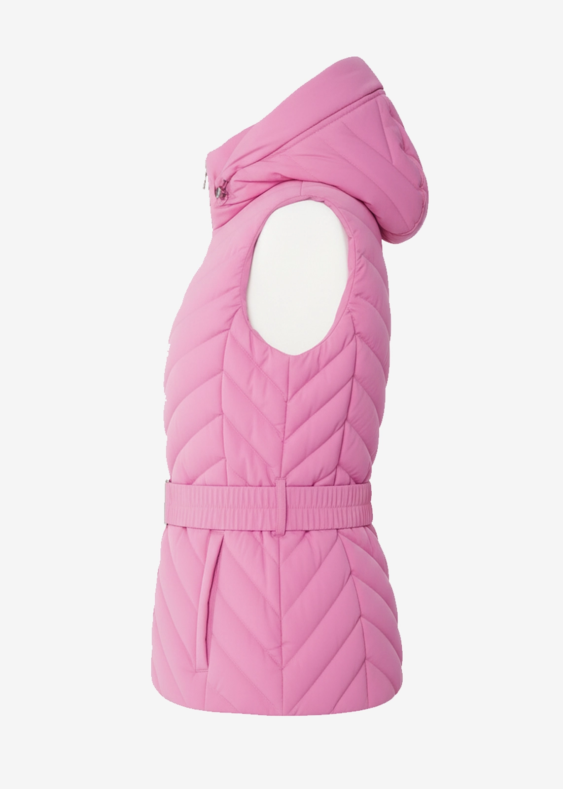 Women’s Slim-Fit Pink Puffer Vest with Hood