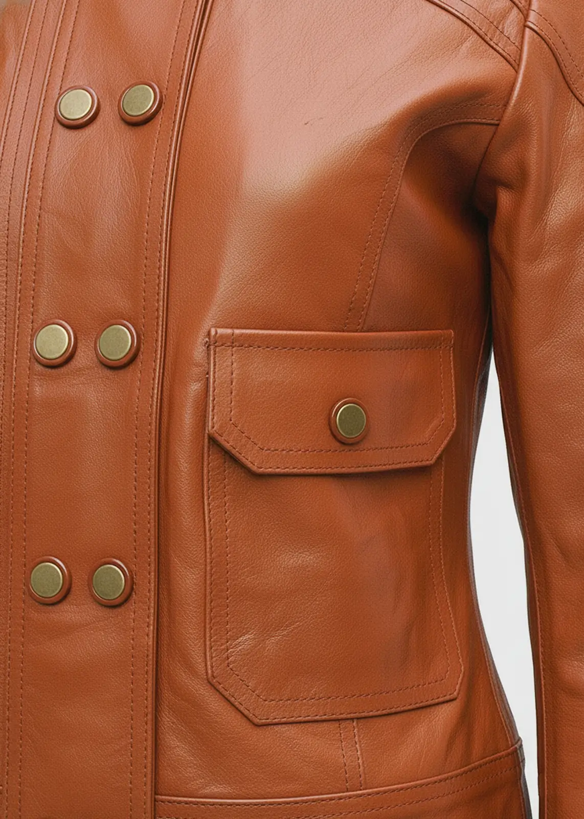 Women's Tan Vintage Leather Jacket - Image 5