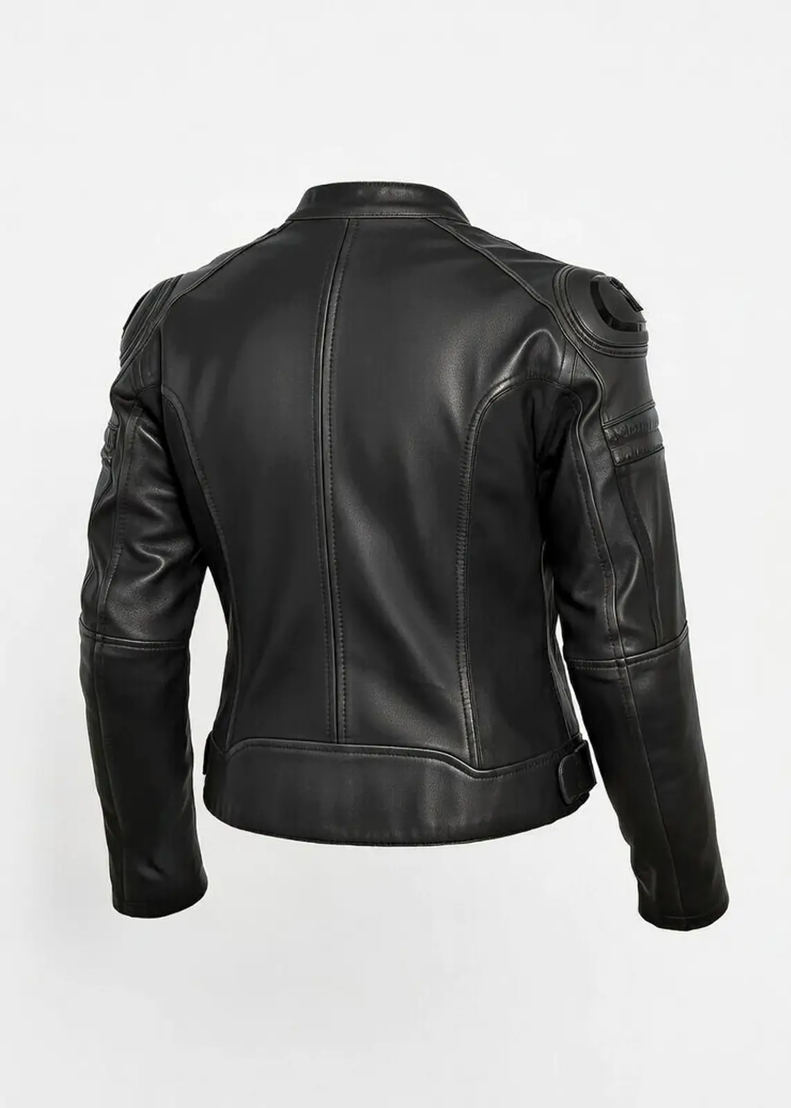Black Motorcycle Leather Jacket with Armor For Women - Image 4