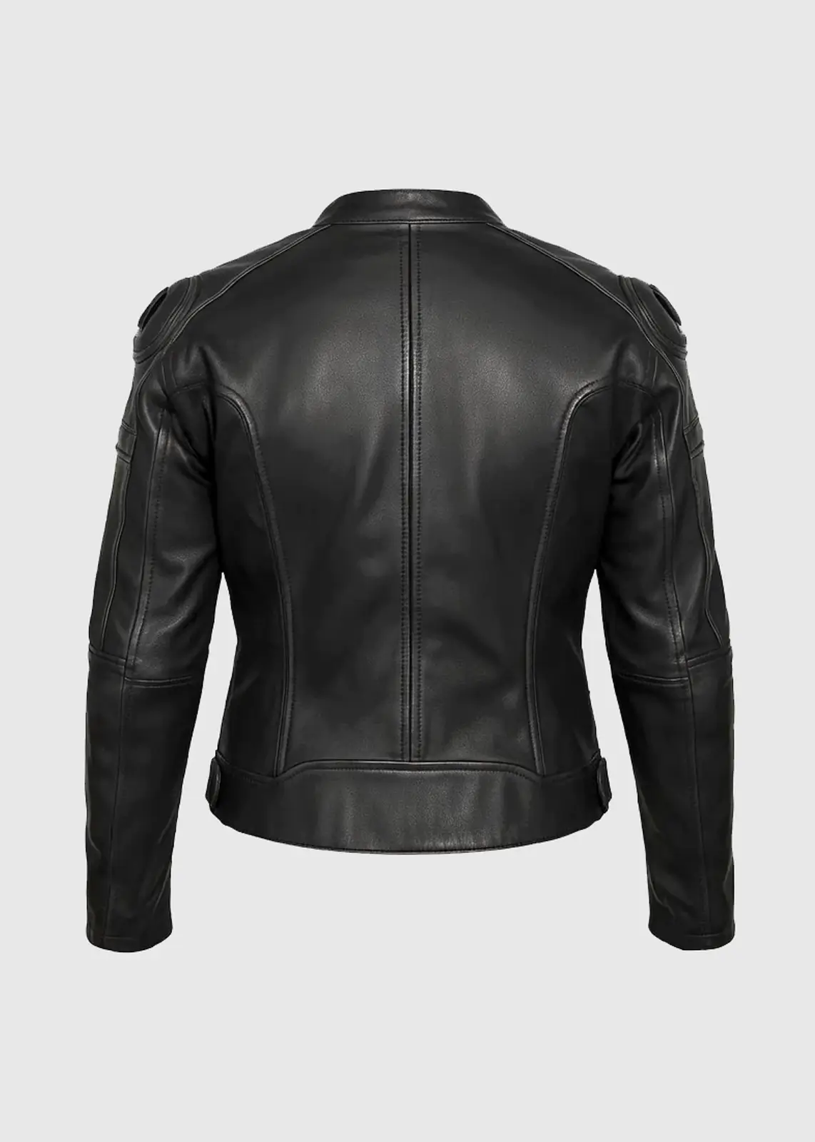 Black Motorcycle Leather Jacket with Armor For Women - Image 3