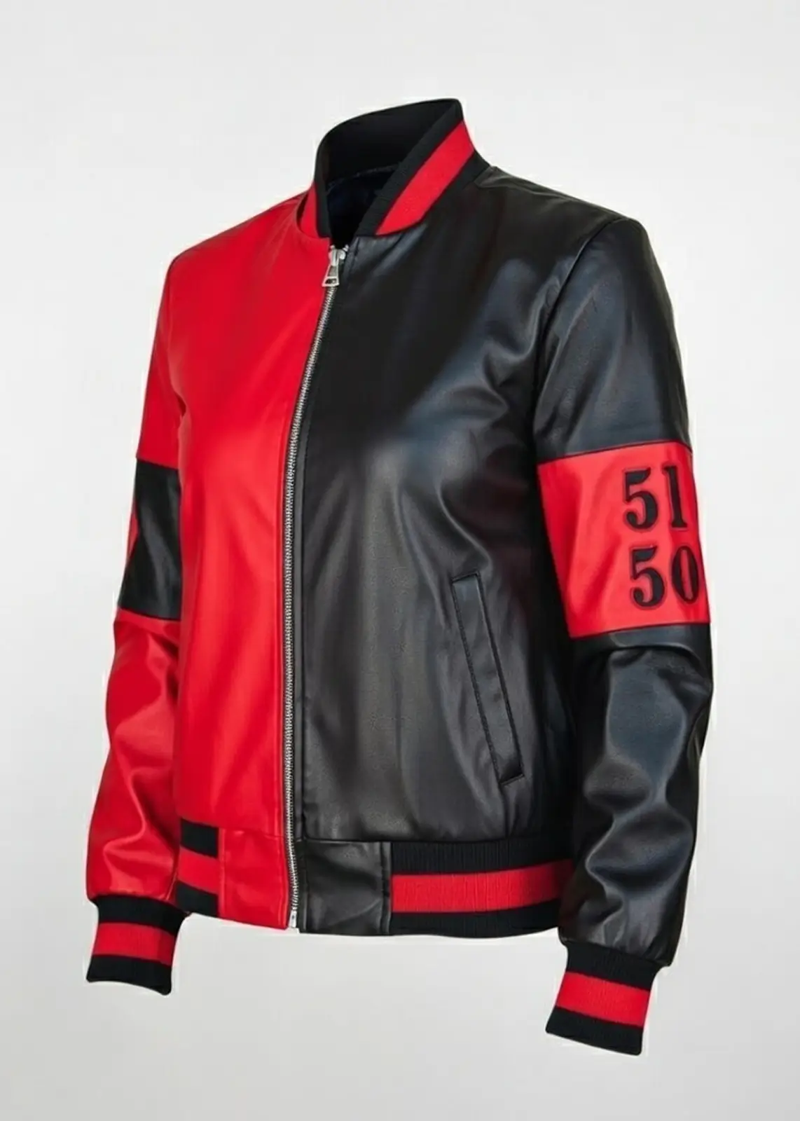 Harley Quinn Black And Red Leather Jacket For Women - Image 4