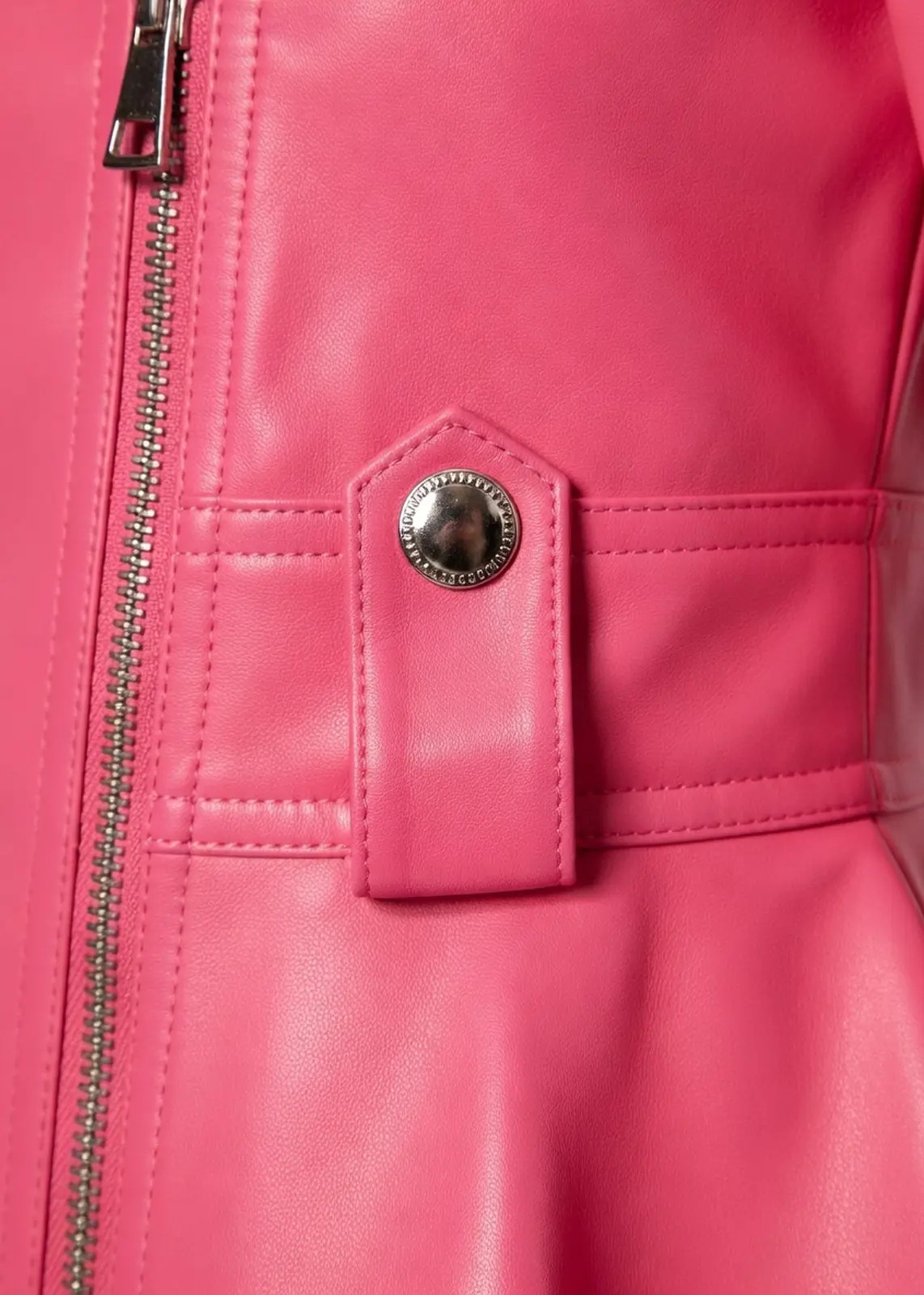 Women’s Pink Peplum Leather Jacket - Image 2