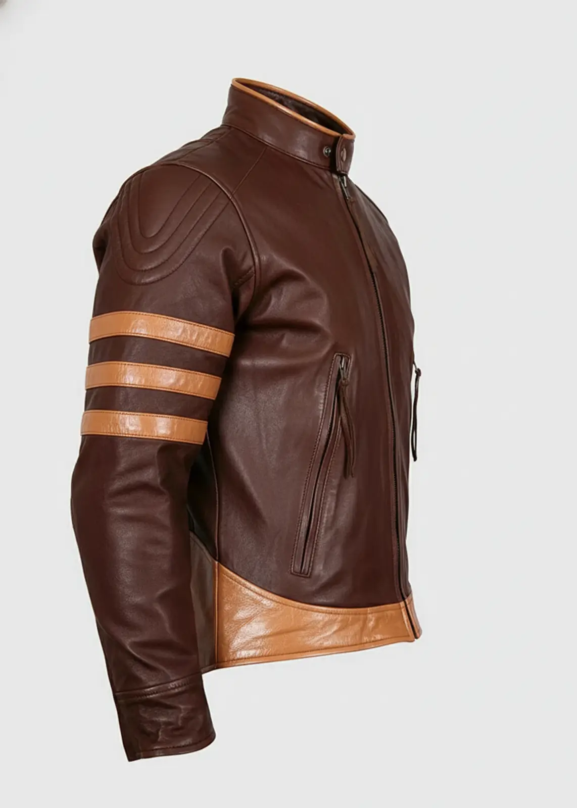 X Men Logan Wolverine Biker Jacket In Brown - Image 5